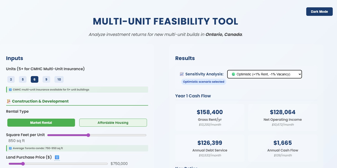 Multi-unit development calculator concept app preview